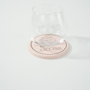Cốc thuỷ tinh kèm đế lót ly họa tiết dễ thương – “Juice Time”